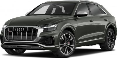 Front-side view with LED headlights and prominent grille