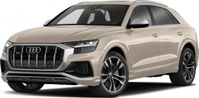 Front angle view with vertical grille and LED headlights