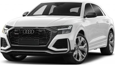 Front view of SUV with matrix LED headlights and black honeycomb grille
