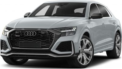 Front view of luxury SUV with large grille and LED headlights