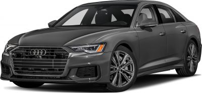 Luxury sedan front with LED headlights and alloy wheels