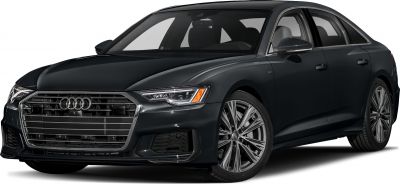 Front view of electric sedan with bold grille and alloy wheels