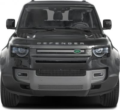 Front view with modern headlights and rugged grille