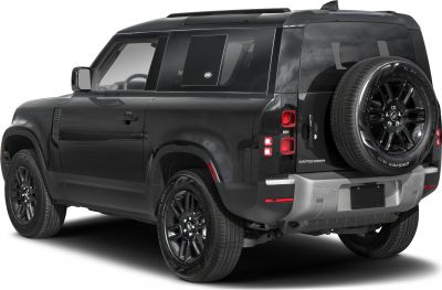 Rear side view with spare tire and LED taillights on black SUV