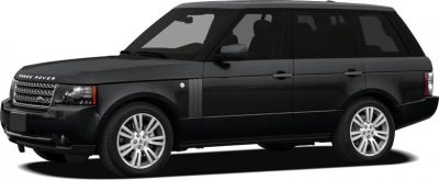 Front side view of a black luxury SUV with distinctive grille and alloy wheels