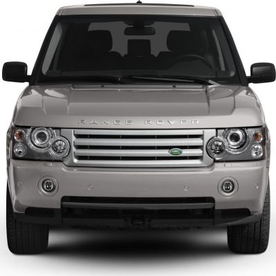 Front view with distinct grille and round headlight clusters