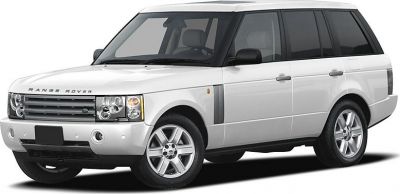 Front and side view of a classic luxury SUV with distinct grille and headlights