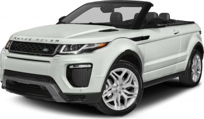 Front view of a white convertible SUV with open roof and stylish headlights