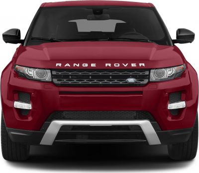 Front view of red sport SUV with signature grille and headlights