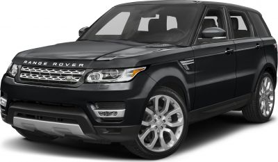 Front-side view of black SUV with signature grille and alloy wheels