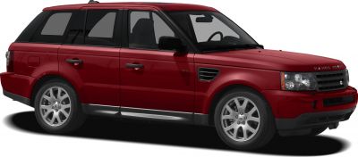 Red SUV with front-side view, alloy wheels, and side vent