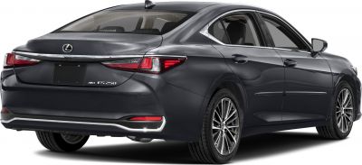Rear view of a luxury sedan showing LED taillights and chrome trim