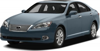 Front and side view of a blue sedan with modern headlights and alloy wheels.