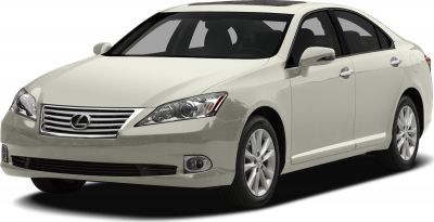 Front and side view of a luxury sedan with sleek headlights and alloy wheels