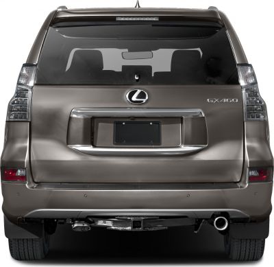Rear view with tailgate, rear lights, and tow hitch