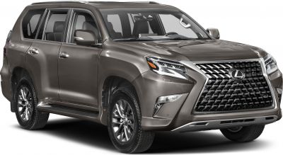 Front side view with signature grille and LED headlights