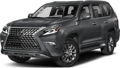 Bold grille and LED headlights front view of luxury mid-size SUV