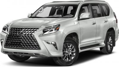 SUV front view with spindle grille and LED headlights