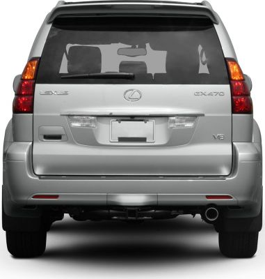 Rear view with taillights and V8 emblem