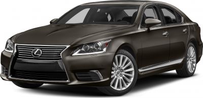 Prominent front grille and LED headlights on luxury sedan