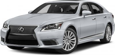 Luxury sedan front-side view with distinctive grille and sleek headlights