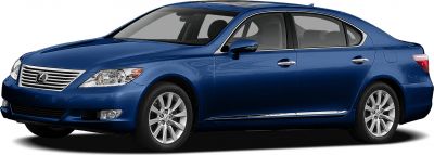 Blue luxury sedan side view with chrome grille and alloy wheels