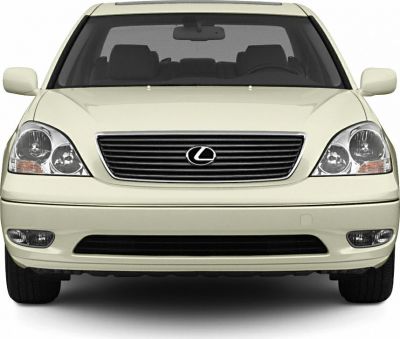 Front view of a luxury sedan with distinctive grille and headlights.