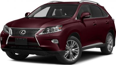 Front-side view of red luxury SUV with distinctive grille and headlights