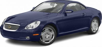 Blue convertible luxury coupe front angled view with polished wheels