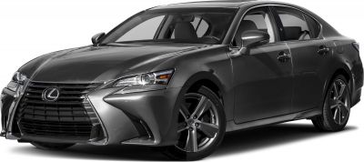Front three-quarter view of black luxury sedan with aggressive grille and alloy wheels