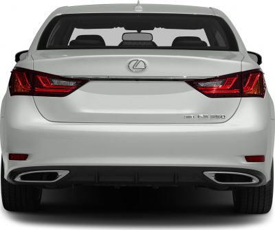 Rear of luxury sedan with LED tail lights and AWD GS 350 badge