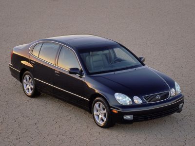 Luxury sedan with quad headlights and chrome trim