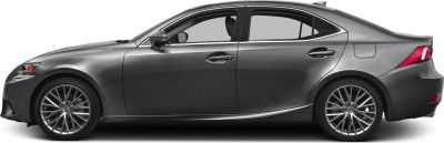 Side profile of sedan with alloy wheels and aerodynamic design