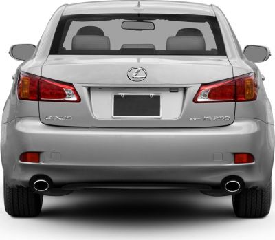 Rear view with dual exhaust, distinctive tail lights, and trunk design