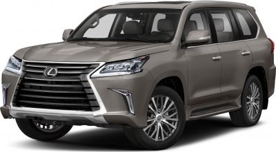 Front angled SUV with large spindle grille and LED headlights