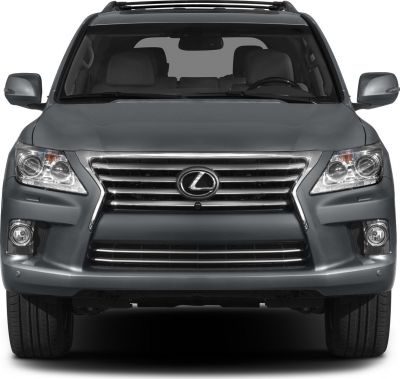 SUV front view with prominent grille and headlights