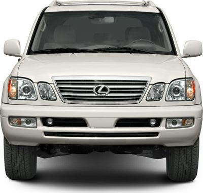 Front view with grille, headlights, and bumper design