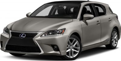 Front side view of hybrid hatchback with sleek design and alloy wheels