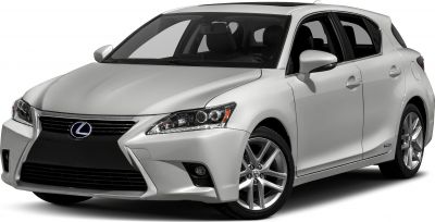 Front view of hatchback with angular headlights and aerodynamic design