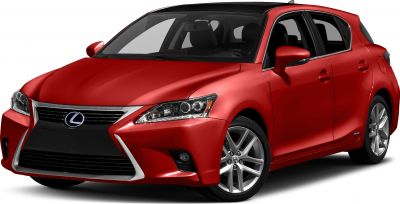 Front three-quarter view of hatchback with signature grille and LED headlights.