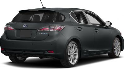 Rear side view of a hatchback with distinctive taillights and alloy wheels