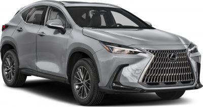 Front side view of a compact SUV with spindle grille and LED headlamps