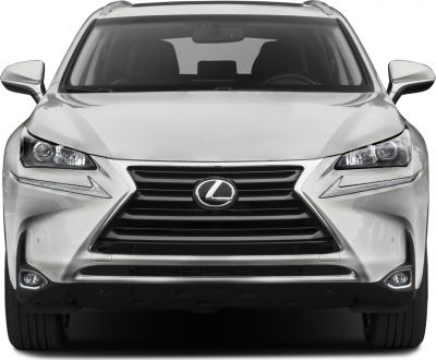 Front view with spindle grille and sharp headlamps of SUV