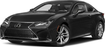 Front view of black coupe with spindle grille and LED headlights
