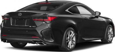 Rear and side view of a sporty luxury coupe with dual exhaust and alloy wheels