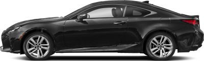 Sleek black two-door coupe side profile with alloy wheels