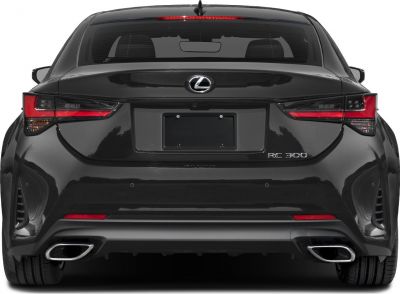 Rear view with distinctive tail lights and dual exhaust