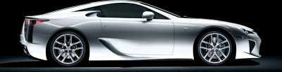 Sleek aerodynamic side profile with alloy wheels and tinted windows