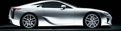 Sleek silver side profile of a high-performance sports supercar.