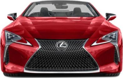 Front view showing aggressive grille and angular headlights on a sporty convertible.